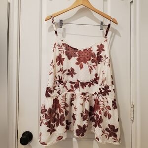 Torrid Floral Print Blouse - Burgundy and White